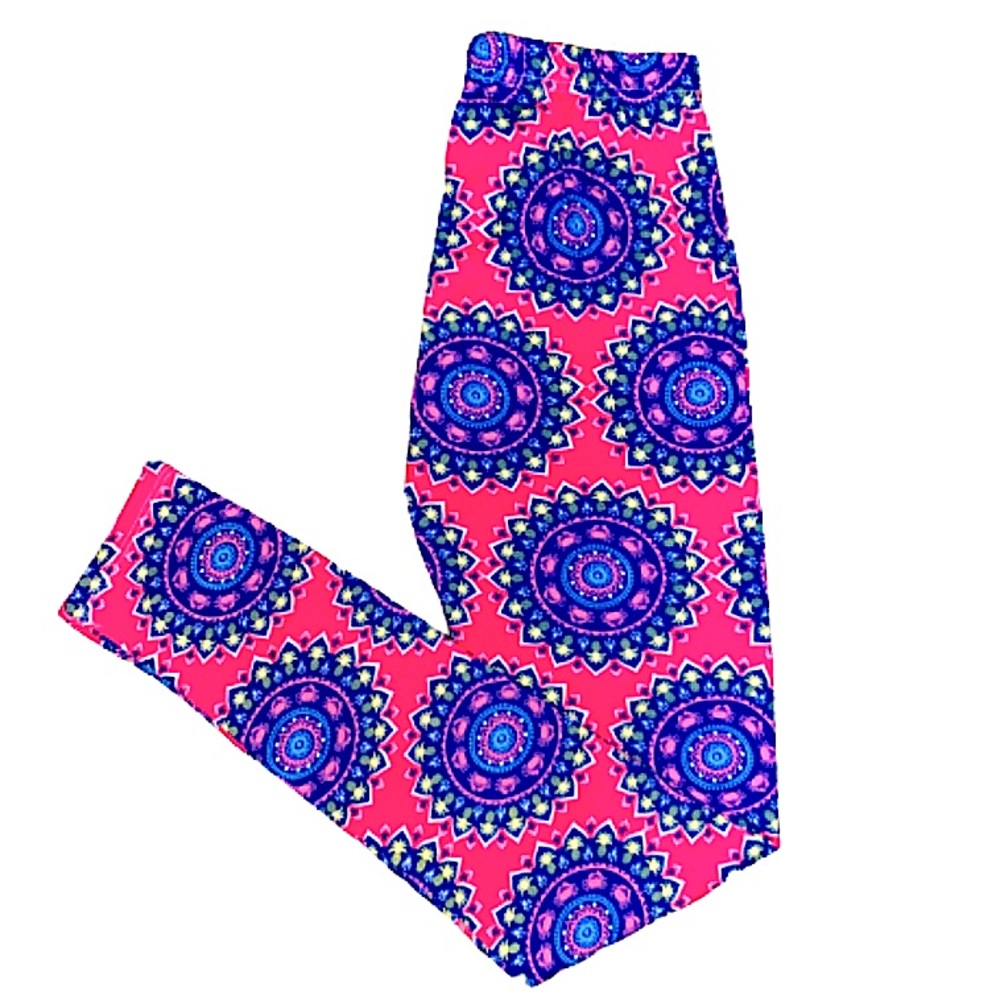 Simply Southern Women’s Neon Pink & Blue Pineapple Abstract Leggings OSFM